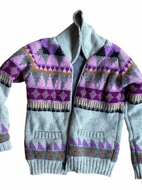 Women’s XS Lost Horizons Wool Fleece Lined Sweater Jacket Zip made Peru Pockets
